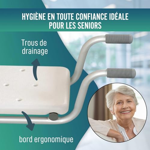 Banc baignoire sécurité antidérapant avec assise perforée ergonomique - 4