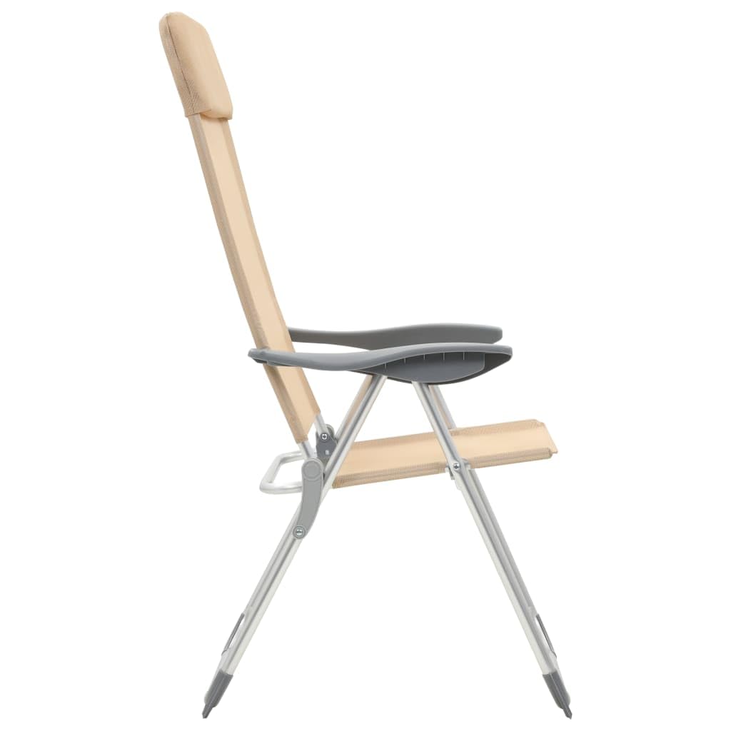 Generico Sedie Pieghevoli da Campeggio 4 pz in Alluminio Crema,Articoli Sportivi,Ricreazione all'aperto,Campeggio e Trekking,Attrezzatura da campeggio-44309