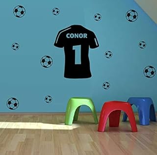 CCG Customisable Personalised Football Shirt Childrens Name. 22 Football Stickers Included! Wall Art Decal Vinyl Stickers for Boys/Girls Bedroom