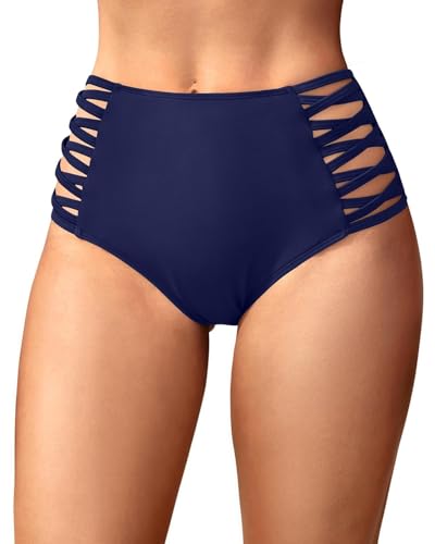 Image of Holipick Women High Waisted Bikini Bottoms Tummy Control Swimsuit Bottoms Strappy Swim Bottom