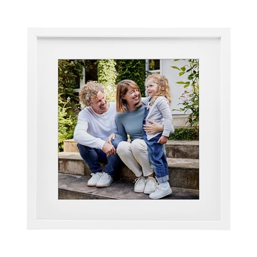 Stupell Industries – Turn Your Photo into Custom Hanging Wall Art – Personalized Wall Decor – Made in USA – Square White Framed Print Under Glass Coastal White Frame - 13x13 Inches (Square)
