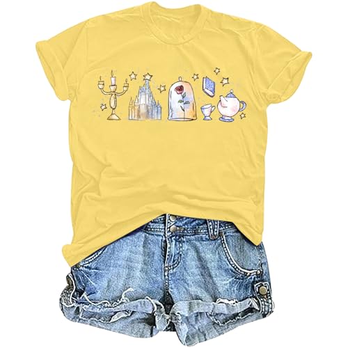 Image of Magic Kingdom Shirt for Women Believe in the Magic T Shirt Castle Graphic Tops Summer Vacation Tops