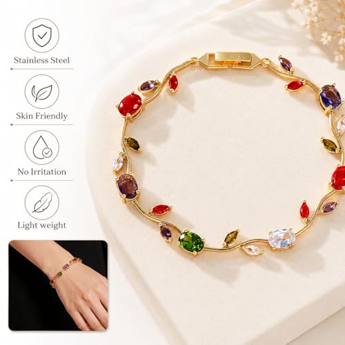 Image of Shining Diva Fashion Tulip Bracelet for Women, Floral Crystal, Anti Tarnish Jewellery Stylish Bracelet Gifts for Girls