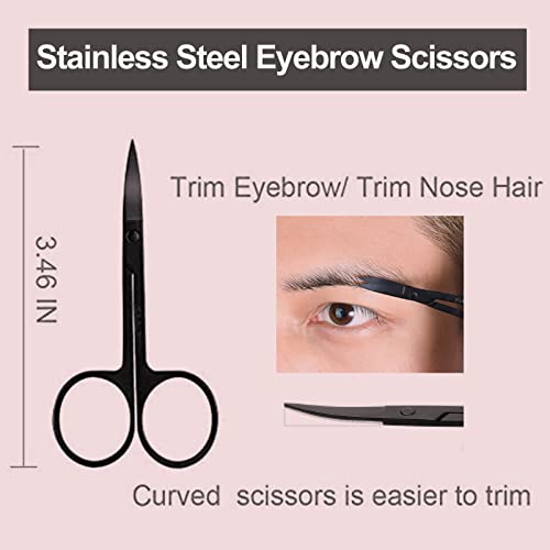 Sunuly Eyebrow Razor, 7 In 1 Eyebrow Kit, Eyebrow Trimmer Set Including Brow Razors, Brush, Scissors, Tweezers, With Plastic Box For Women Men Eyebrow Eyelash Facial Grooming Black #TOP4