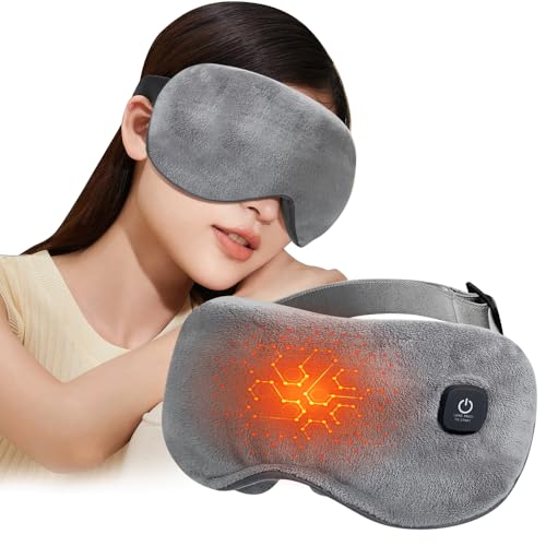 KBIBCK Heated Eye Mask, Cordless Warm Eye Compress Sleep Mask, Soothing Eye Massager with 3 Temperature & Timer, Washable Electric Eye Heating Pad for Eye Strain Relief Puffy Dry Eyes, Gifts for Men