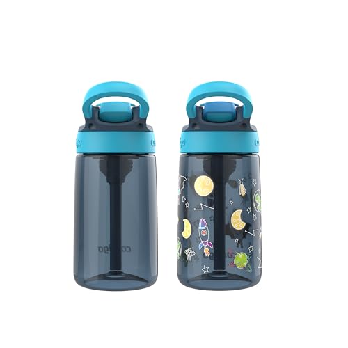 Image of Contigo AutoSpout Kids Water Bottle with Pop up-Straw, 14oz, BPA-Free Plastic, 2-Pack, Blueberry & Bluberry Nightfall, Great for Home and School