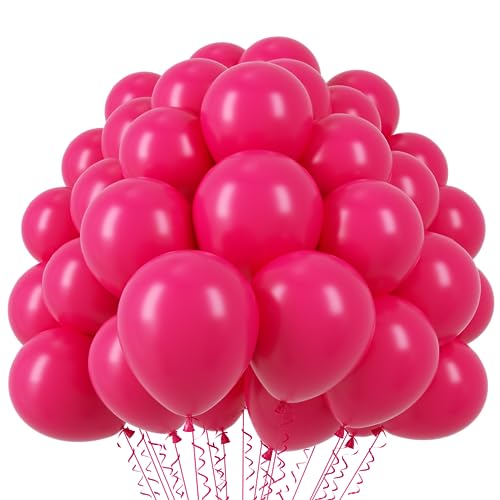 Image of Voircoloria 110pcs Hot Pink Balloons 12inch Dark Pink Latex Party Balloons for Graduation, Wedding, Birthday, Princess Theme Party, Valentine's Day, Baby Shower, Anniversary Party Decorations