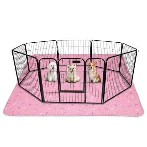 Image of Sunheir Washable Pee Pads for Dogs Extra Large 48 inch x 60 inch 2-Pack, Reusable Puppy Pads Pet Training Pads for Dog Playpen Indoor, Waterproof Dog Pee Pads for Puppy Playpen, Whelping Pad - Pink