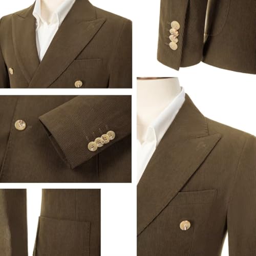 Men Suit Slim Fit Corduroy Blazer Suits Set for Mens 2 Piece Formal Tuxedo for Party Prom Evening Dinner Outfits Jacket Pant3