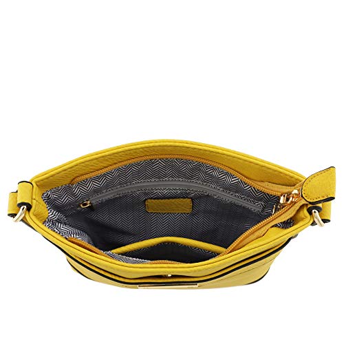 Image of Medium Size Solid Modern Classic Crossbody Bag with Gold Plate