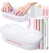 Rosiour Dual Nail Soaking Bowl: Acetone Gel Nail Polish Remover, Soak Off Bowl with Acrylic Nail ...
