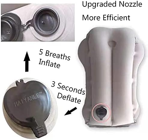 Vista 7 de Almohada inflable de viaje, almohada inflable de aire para el cuello para dormir, soporte para la cabeza, la barbilla, el cuello y el lumbar, evita