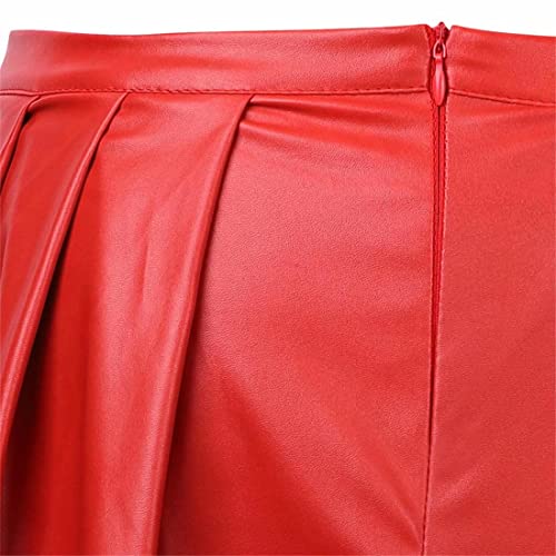 Faux Leather Corset Dress For Women Stempunk Zipper Bustier Skirt Mini Set Halloween Red Xl #TOP4