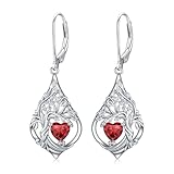 TOUPOP Pendientes de plata de ley 925 para mujer, diseño de árbol de la vida, piedra natal, regalo de aniversario, Navidad o cumpleaños para esposa o novia, talla única, Plata de ley, Piedra natal