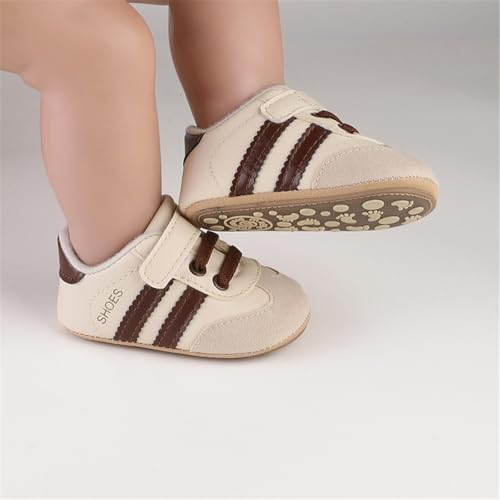 Image of HsdsBebe Baby Boys Girls Pu Leather Hard Bottom Walking Sneakers Toddler Rubber Sole First Walkers Infant Cartoon Slippers Crib Shoes