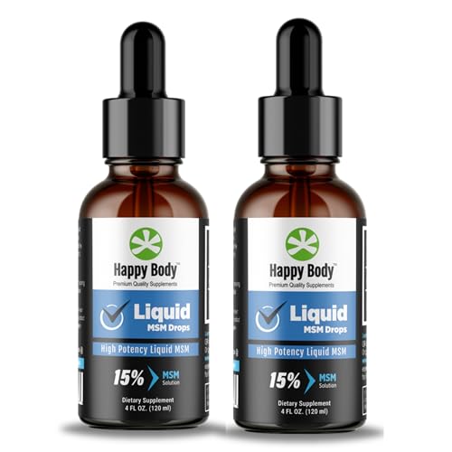HAPPY BODY Liquid MSM Drops The Highest MSM Content in a Liquid MSM Supplement. Ideal for Both Oral & Topical Applications - 2 x 4 fl. oz Bottle (2 Pack)