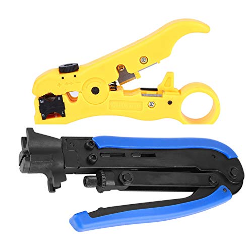 Tyenaza 2 Piezas Herramienta de Conectores Coaxiales, Kit de Crimpadora de Cable Coaxial, Herramienta Universal de Desmontaje y Corte Conectores Coaxiales ed Cable de CompresióN de Pelacables
