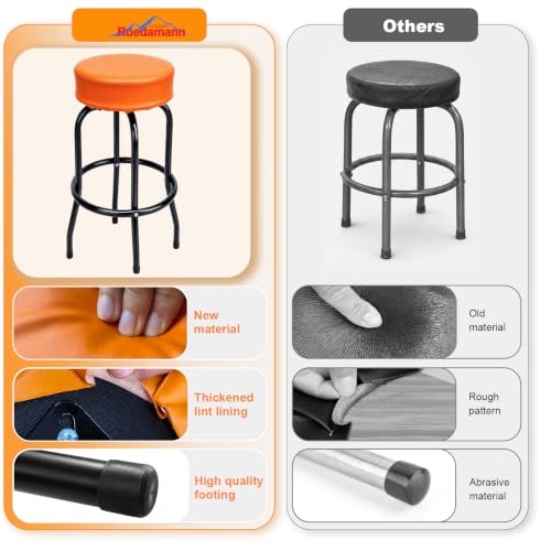 Image of Ruedamann 29 inch H Swivel Bar Stool, Orange Leatherette Padded Seat