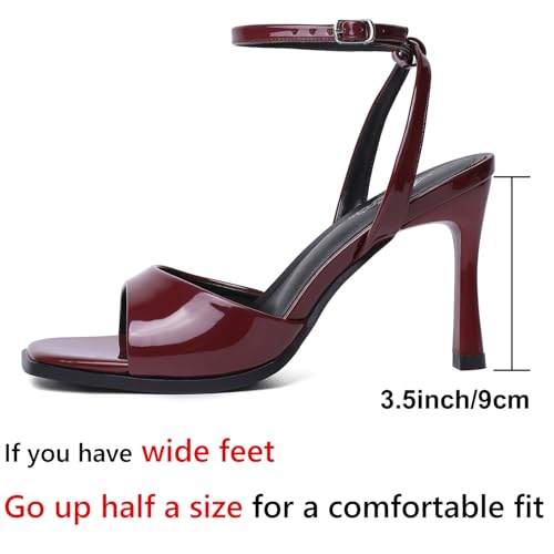 Image of Mostrin Strappy Heels for Women Square Open Toe Lace Up Heeled Sandals Ankle Strap Sexy Stiletto High Heels for Party, Prom, Dating, Wedding