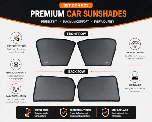 Image of Able Dotnet Half Car Magnetic Sun Shade Curtains for Chevrolet SAIL Set of 4 Pcs