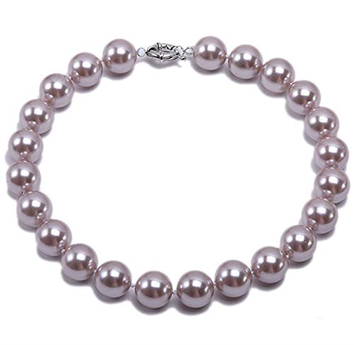 Collier de perles de coquillage pour femmes bijou rond violet 10mm coquillage du sud 18 pouces