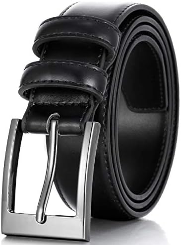 Marino’s Men Genuine Leather Dress Belt with Single Prong Buckle - Black - 44
