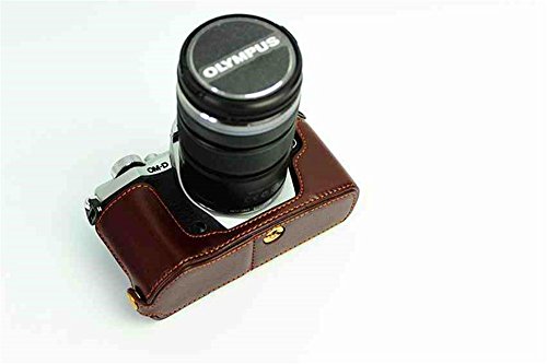 Demi camera case Olympus Om-D E-M5 Mark II en cuir fait main multicolore