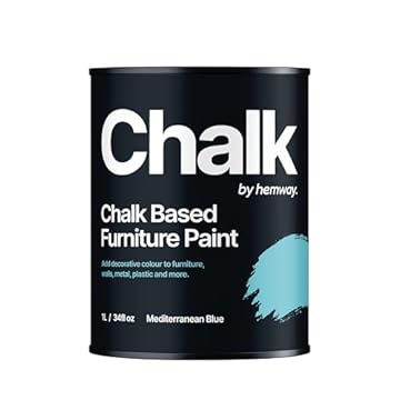 Hemway - Chalk Based Furniture Paint - Mediterranean Blue | Chalky Matt Shabby Chic Finish For Interior & Exterior Home Decor | Quick Dry & All-in-one | 1 L