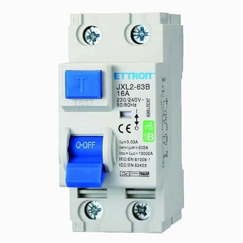 IXTRIMA Reiner Fehlerstromschutzschalter 2P 16A 30mA Curva B 6KA AC/DC 220V 30mA Curva B für Hutschiene - 2 DIN-Module - Schaltkreisschutz und Systemsicherheit