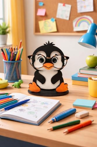 Image of PANAH Penguin Eyeglass Holder | Cute Cartoon Spectacles & Sunglasses | Desk Organizer & Home Decor | Gift Item for Kids & Adults (Penguin Glass Holder)