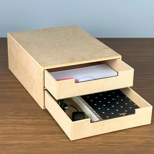 Organizador De Folhas A4 Documentos Material Escritorio Suporte de Monitor 2 Gavetas Mdf (LADO)