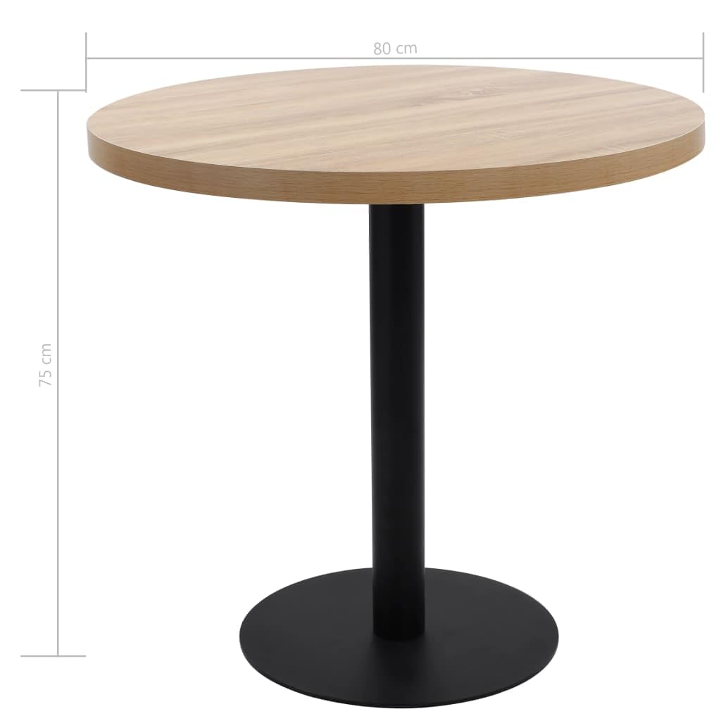 vidaXL Mesa de Bistró Mueble de Comedor Bar Barra Restaurante Cafetería Jardín Exterior Terraza Decoración con Tabla Redonda MDF Marrón Claro