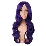 largo: Aprox 24/60 MapofBeauty 24 Pulgadas/60cm Encantador Sintético Largo Ondulado Flequillo Lateral Mujeres Fiesta Anime Cosplay Peluca (Morado Oscuro)
