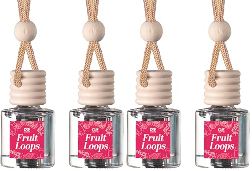 Image of CE CRAFT Car Air Freshener Diffuser, Fruit Loops, 4 Pack Air Deodorizer for Essential Oils, Long Lasting Car Diffuser Bottle, Reusable Jar, Multicolor