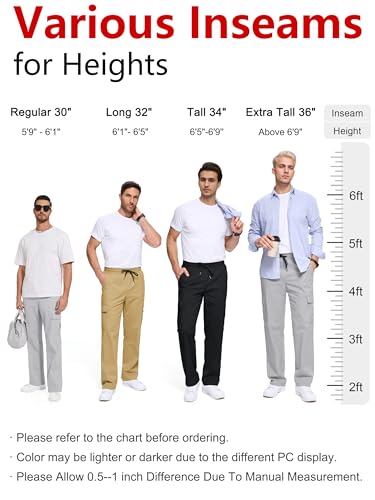 Men's Casual Cargo Pants 30/32/34/36 Tall Inseam Hiking Pants Workout Joggers Loose Straight Sweatpants for Men4