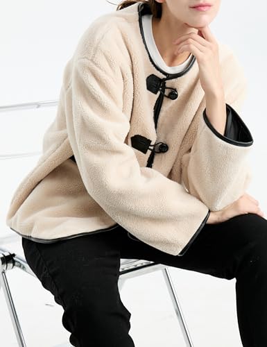 Women Faux Fur Jackets Loose Fit Fleece Long Sleeve Buttons Shaggy Winter Warm Outerwear Coats2