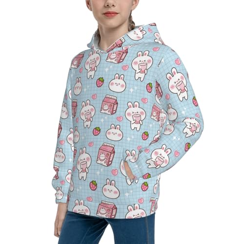Cute Rabbit with Milk Box Kid Hoodies Boys Sweatshirts Girls Pullover with Pocket2