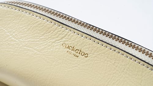 Image of Cockatoo Genuine Leather Pencil Pouch, Accessories holder, Stationery Bag, Zippered Pen Case for Work & Office (Anise Flower)