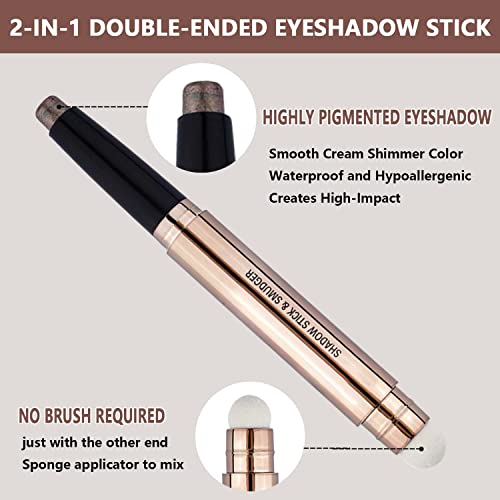 Cocoa Brown Cream Eyeshadow Stick Makeup, Single Smooth Brilliant Eye Brightener Pencil, Hypoallergenic Long-Lasting Waterproof Eye Shadow Highlighter Stick, High Pigment Shimmer Eyeshadow Pencil(Cocoa Brown #07) #TOP2