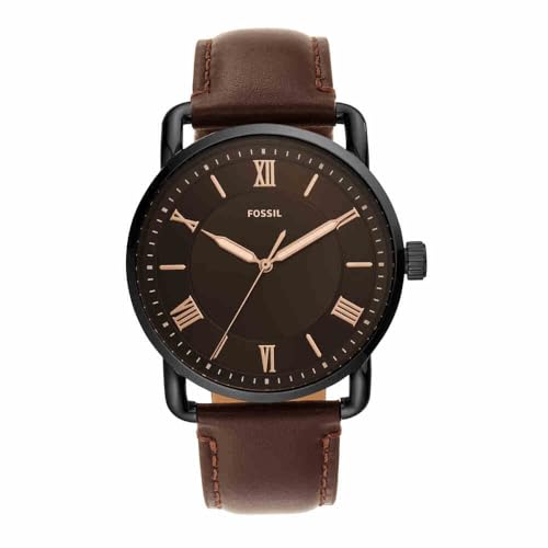 Fossil Horloge voor heren Copeland 42mm, Quartz uurwerk, 42mm Zwart roestvrij stalen kast met een leren band, FS5666