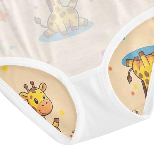 Panties for Girls, Cute Giraffes Beige Toddler Girl Panties, Cotton Underwear for Girls, 2T–8 Years4
