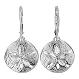 925 Sterling Silver Sand Dollar Beach Earrings, Sterling Silver Dangle Earrings for Women, Reliable Leverback Closure