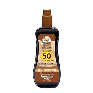 Australian Gold SUNSCREEN SPF50 spray gel with instant bronzer 237 ml