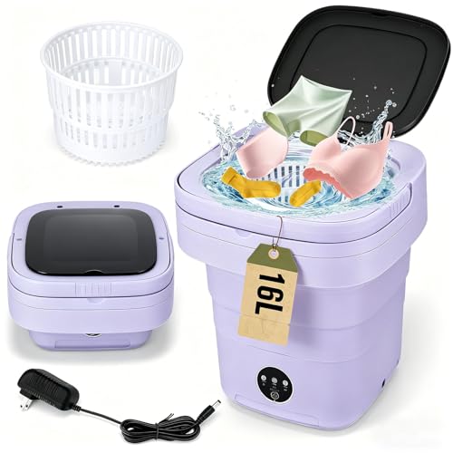 Mini Washing Machine 16L Foldable Small Washer for Underwear, Socks, Baby Clothes - 3 Cleaning Modes...