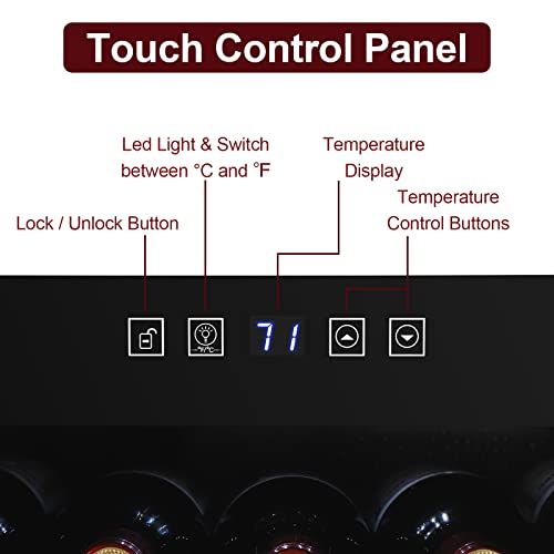 Winado Wine Cooler Refrigerator, 34 Bottle Freestanding Compressor Wine Cooler w/Digital Temp Control, Mini Wine Fridge with Double-Layer Glass Door & Removable Shelves