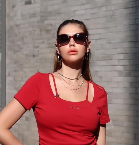 FEISEDY Womens Polarized Sunglasses, Trendy Elegant Colored Frame for Ladies, UV400 Protection B27602