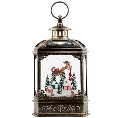 Qualdout AULT24003-1 Christmas Snow Globe Swirling Glittering Lantern Santa Flying thumb #6