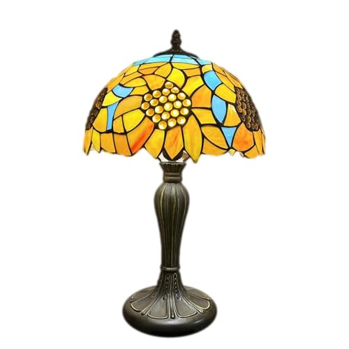 Lampe de Table Tiffany Tournesol en Vitrail Cadeau Idéal de Décoration Rétro pour la Maison