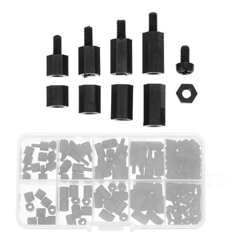 NUOBESTY 180pcs Nylon Screw and Nut Kit with Nylon Column Standoff Hex Socket Screws with Washers Fastener Set for Electronics and Mechanical Assembly