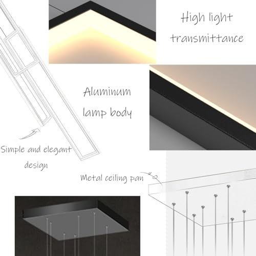 Suspension LED à intensité variable avec télécommande lustre 100W réglable noir mat - 4